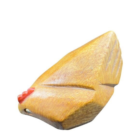 Hand Carved Wooden Chicken Hen Figurine Folk Art Figure Carved Decorative Hen - Picture 1 of 14